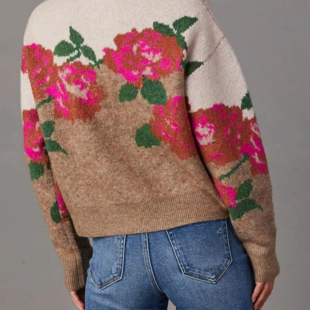 Floral Knit Women's Sweater